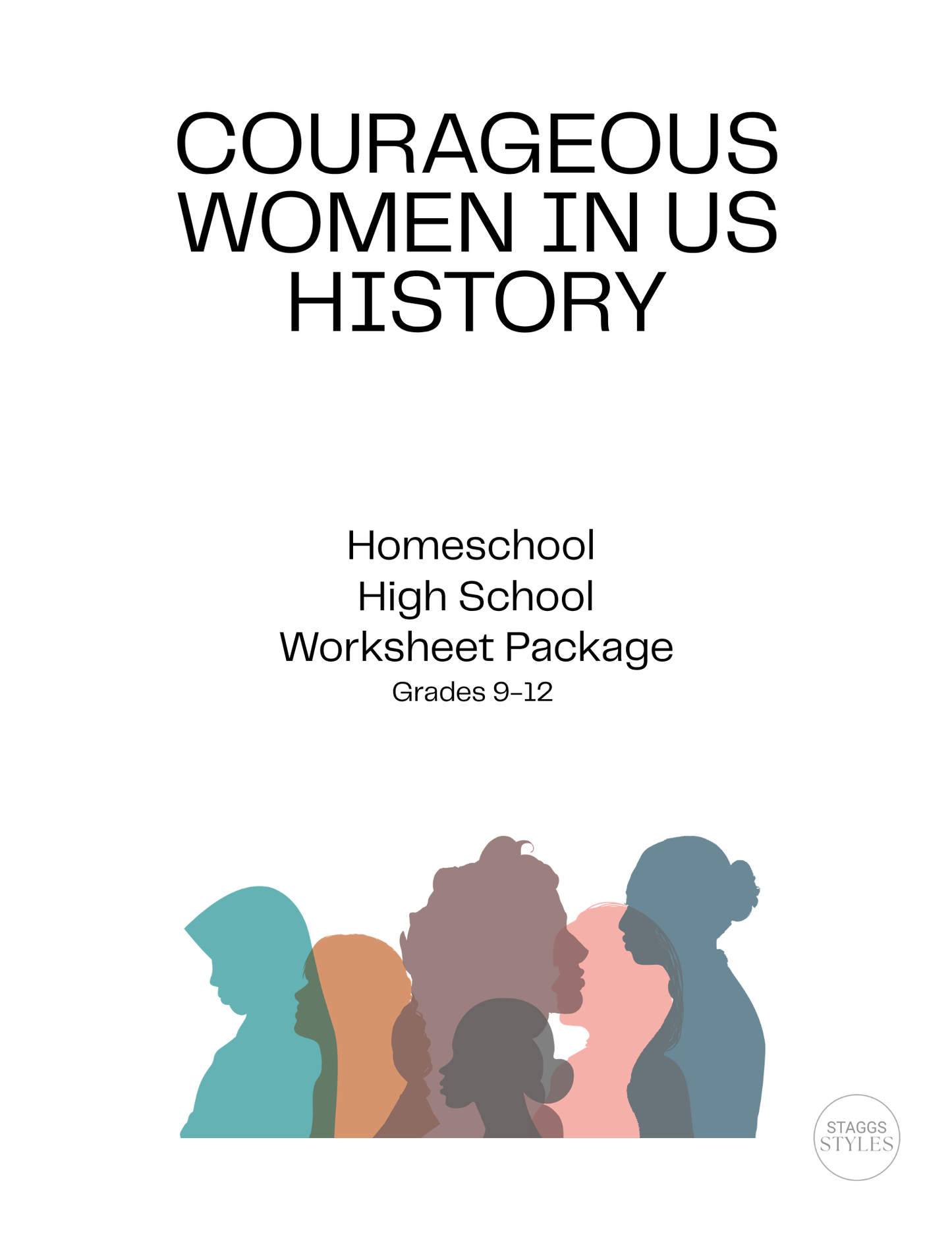 Courageous Women in US History, High School Homeschool Worksheet Package - Staggs Styles Co