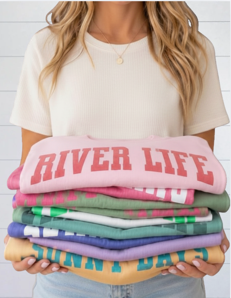 Lake Life Shirt, Kayak Life Tee, Float Trip Shirt, Summer Graphic Varsity Tee, Oversized Tee, Comfort Colors Shirt, River Life Tee, Trendy Summer Shirt