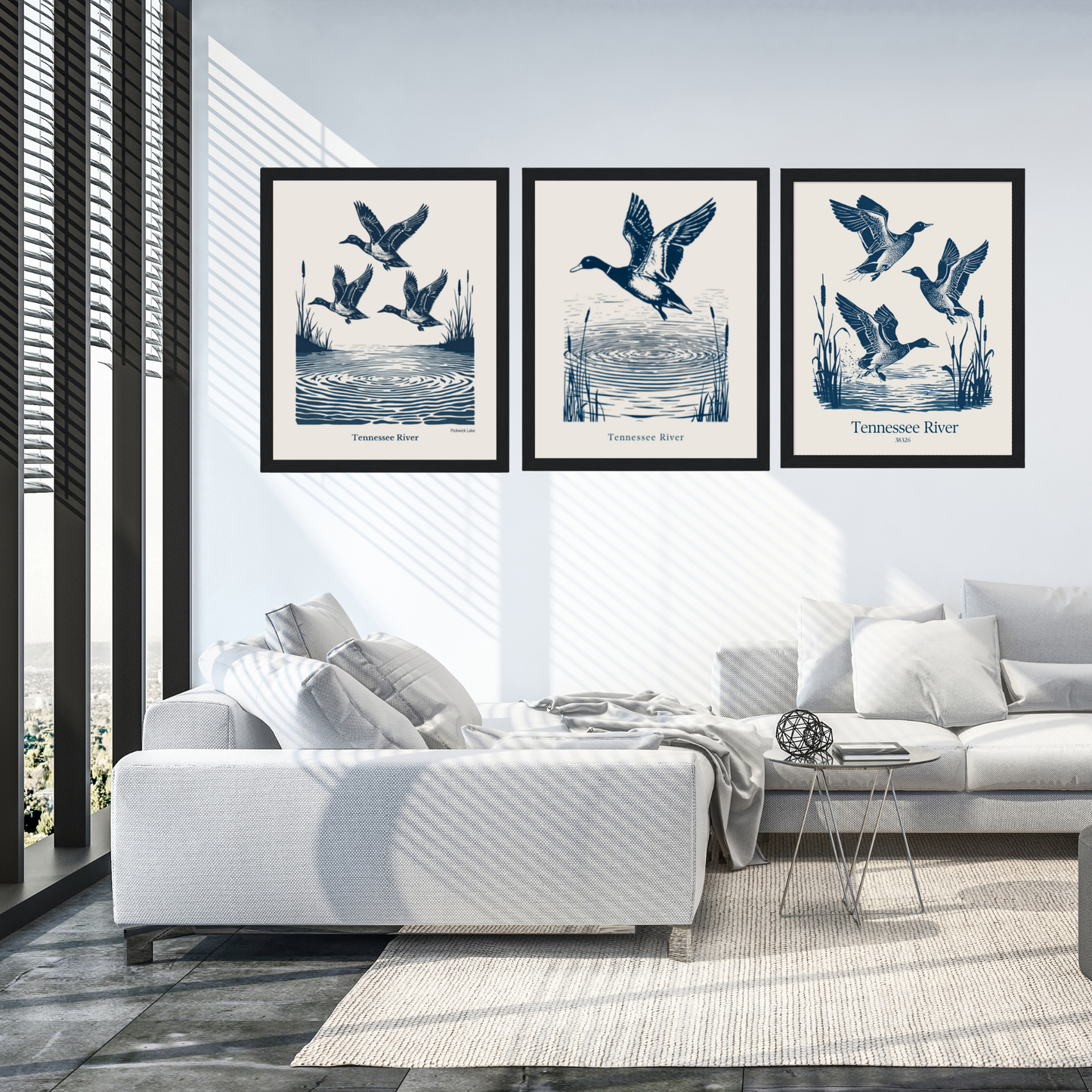 Set of 3 Vintage Tennessee River Duck Framed Prints