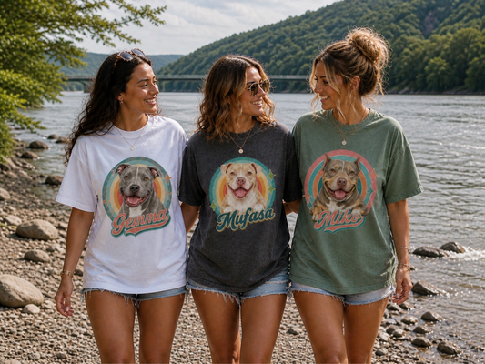 Custom Dog Shirt, Personalized Pet Shirt, Custom Dog Portrait Tee, Pet Face Shirt, Dog Mom Gift, Pitbull Shirt, Comfort Colors Shirt, Gift for Dog Lover - Staggs Styles Co