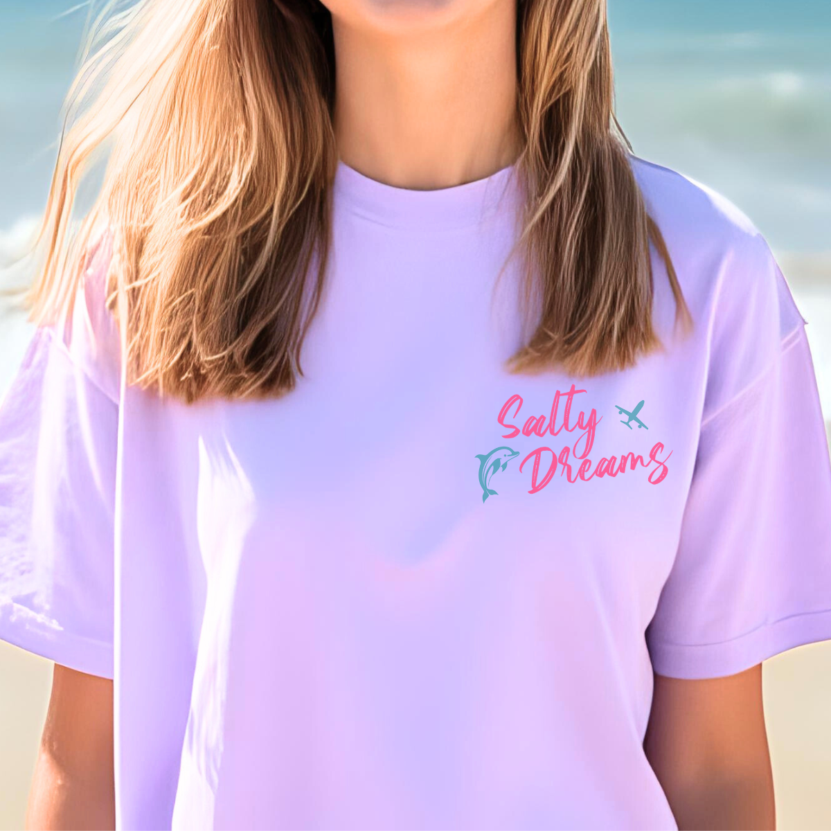 Salty Dreams Shirt, Summer, Ocean, Beach, Dolphin, Palm Tree, Vacation Tee