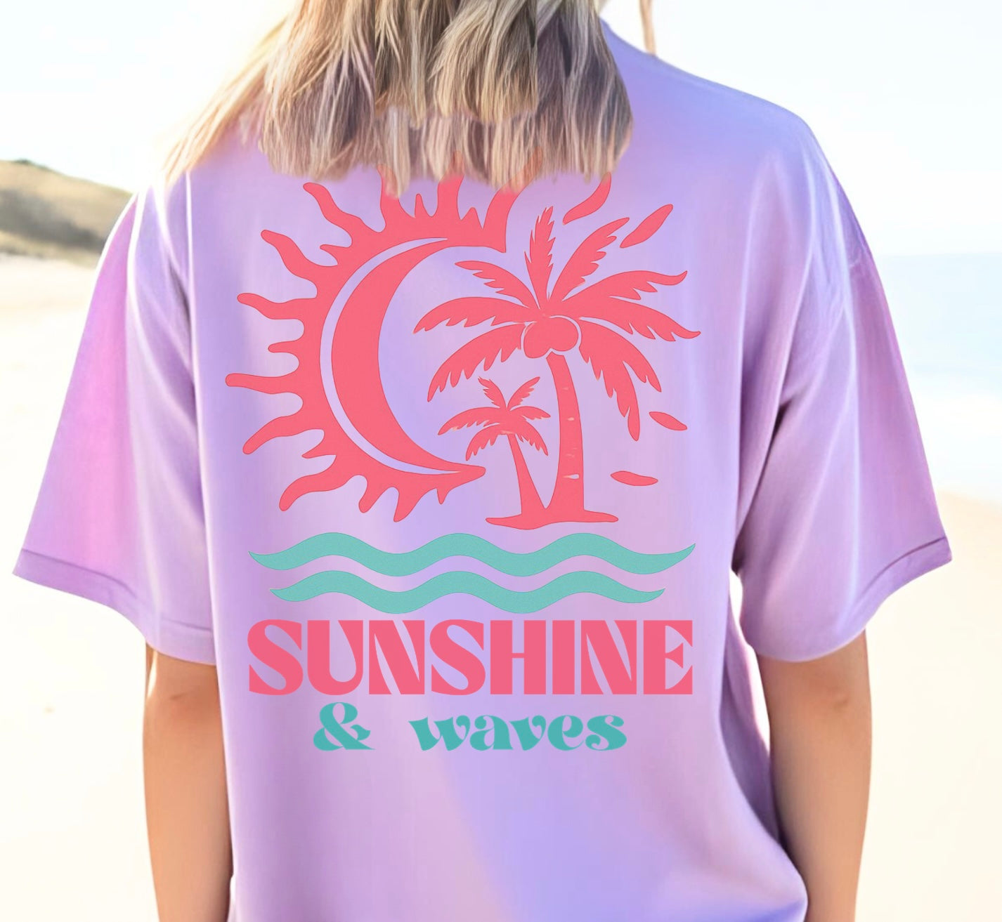 Summer Waves Shirt, Beach, Palm Tree Tee, Summer, Sunshine, Ocean, Tropical, Vacay Tee, Graphic T-Shirt