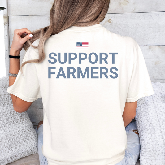 Support Farmers Shirt, Women, Juniors, Unisex, Comfort Colors, USA, Soft Cotton, Trendy Vintage thrift look & feel, (29)