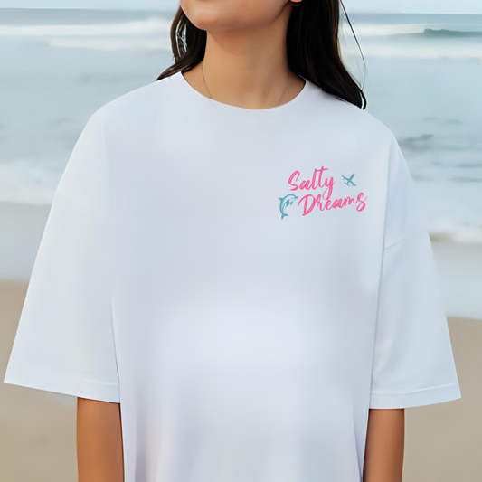 Salty Dreams Shirt, Summer, Ocean, Beach, Dolphin, Palm Tree, Vacation Tee