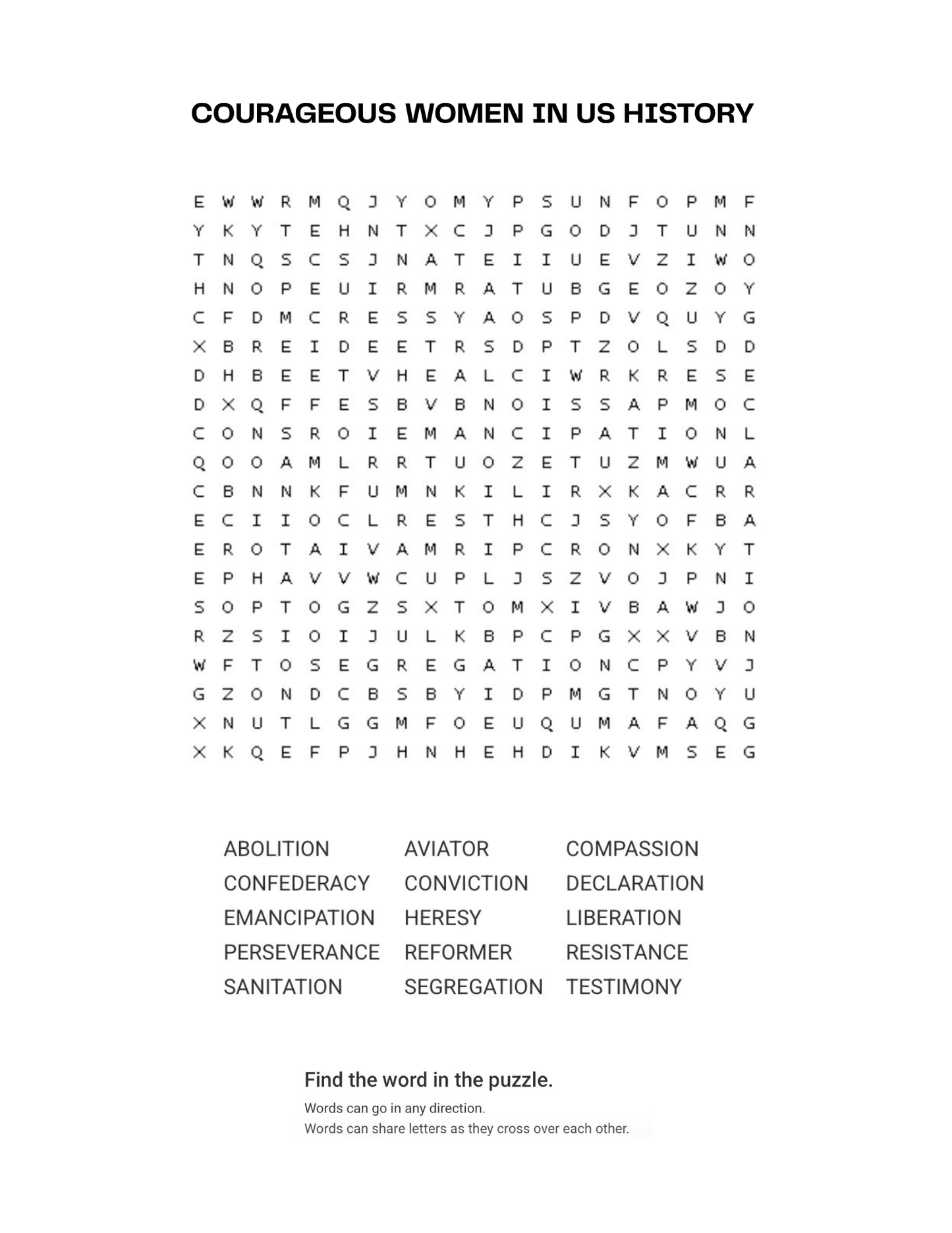 Courageous Women in US History, High School Homeschool Worksheet Package - Staggs Styles Co