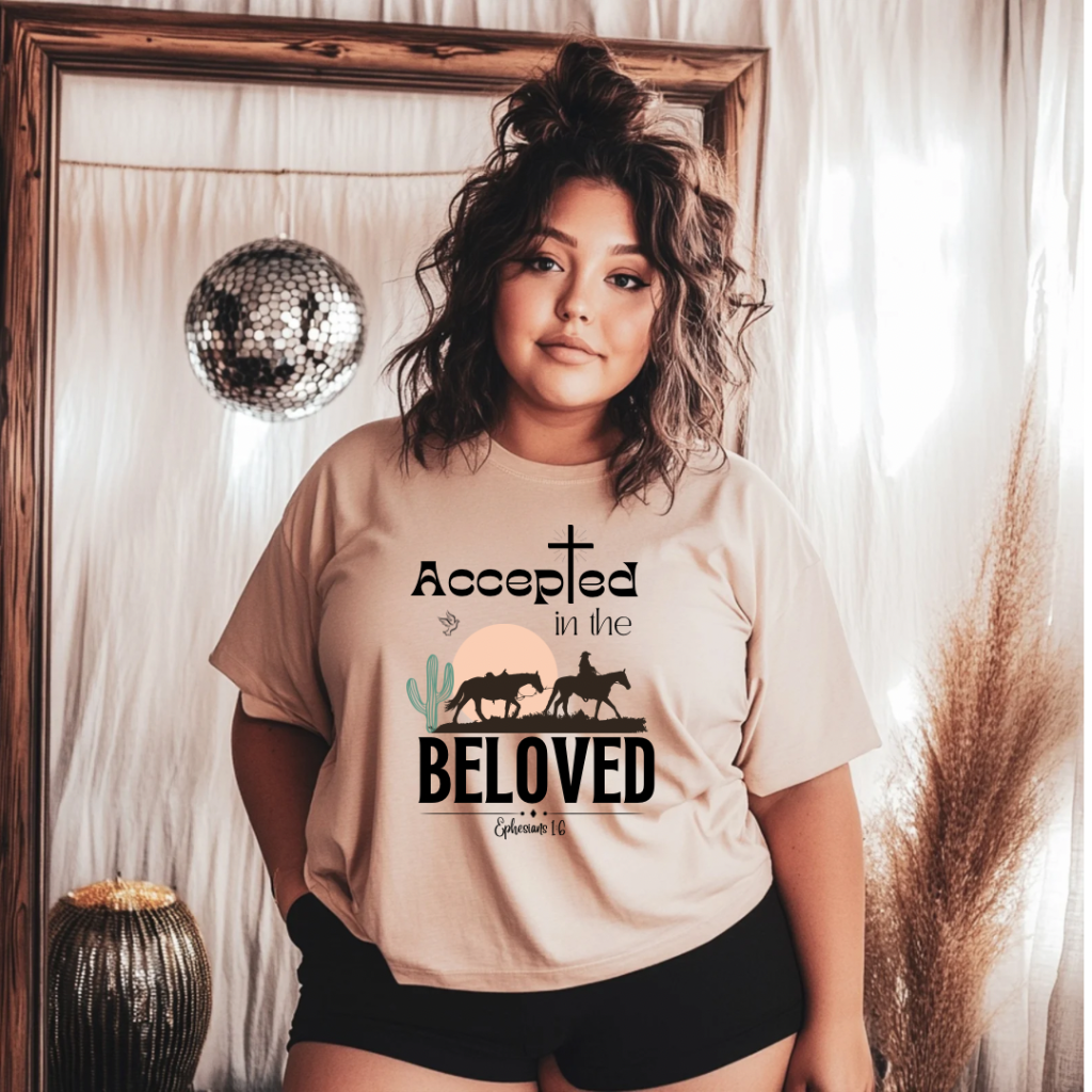 Accepted in the Beloved Shirt, Bella Canvas, Christian, Bible, Faith, (09)