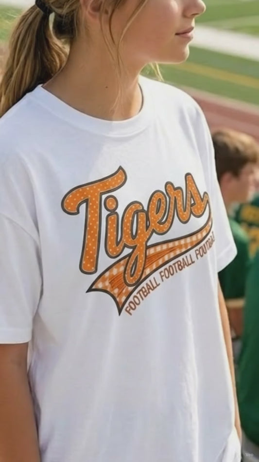 Tiger Football Shirt | School Spirit Tee | Football Mama Tee | Orange